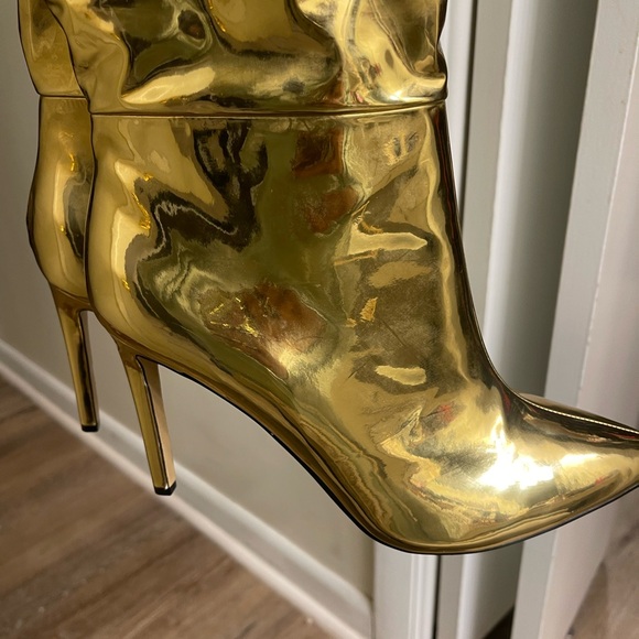INC International Concepts Shiny Gold Over-the-Knee Boots - Picture 2 of 4